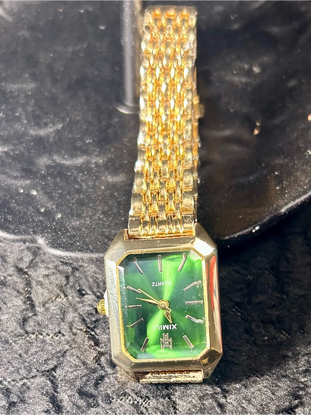 Gold-Tone Women’s Bracelet Watch with Green Dial